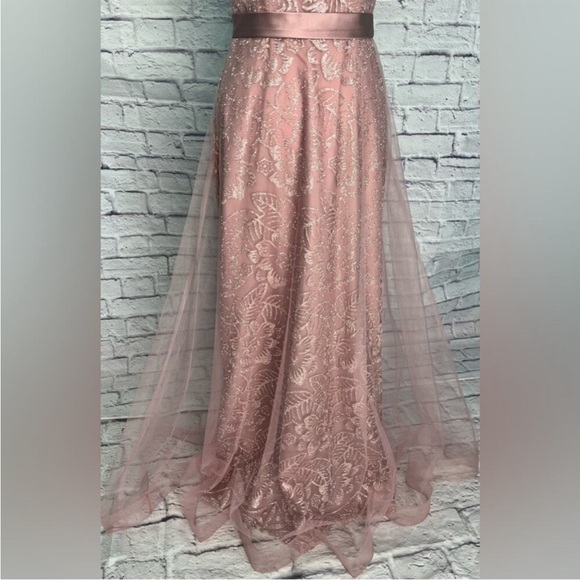 JULES AND CLEO Cap Sleeve Glitter Floral Tulle A-Line size 8 - Picture 4 of 9